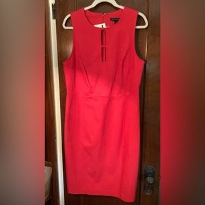 Banana Republic sleeves keyhole red dress